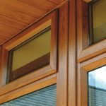 Oak effect casement window close up